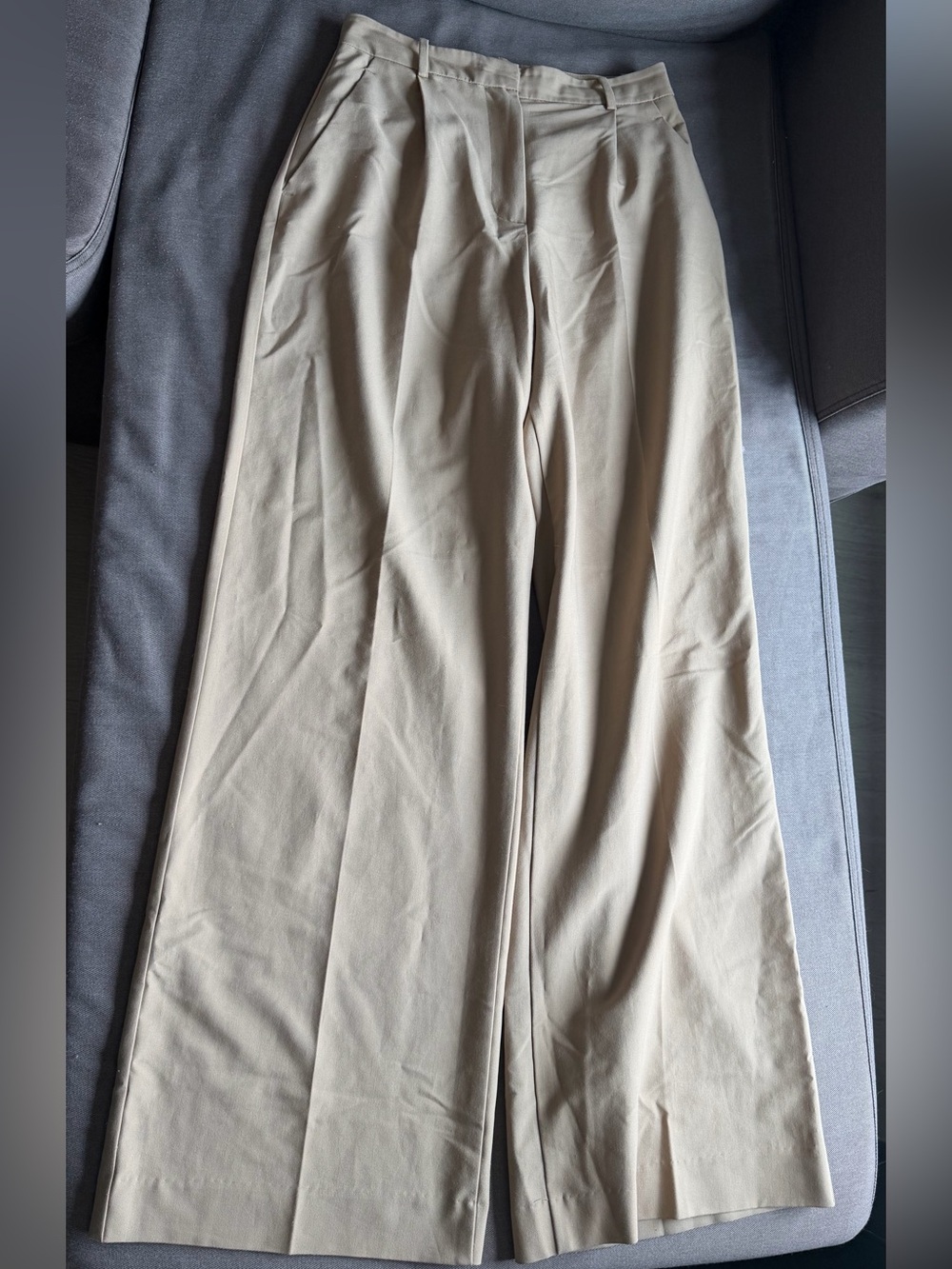 Zara Wide-Leg Pants in Khaki Beige